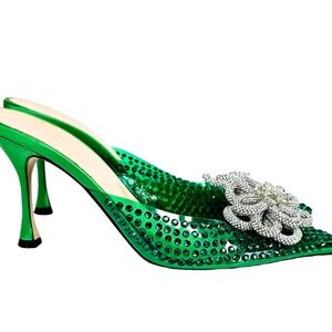 Mach & Mach Carrie Crystal Flower Pointed Toe Mule